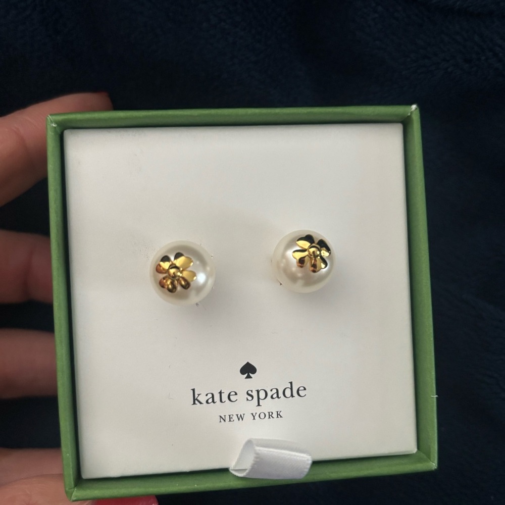 Kate Spade Gold Flower Pearl Earrings